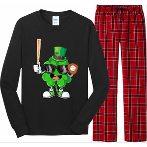 Baseball Shamrock Lucky Patricks Day Baseball Lover Gift Long Sleeve Pajama Set