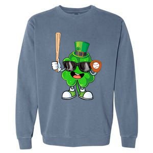 Baseball Shamrock Lucky Patricks Day Baseball Lover Gift Garment-Dyed Sweatshirt