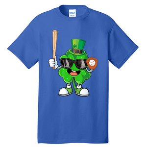 Baseball Shamrock Lucky Patricks Day Baseball Lover Gift Tall T-Shirt