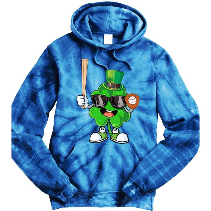 Baseball Shamrock Lucky Patricks Day Baseball Lover Gift Tie Dye Hoodie