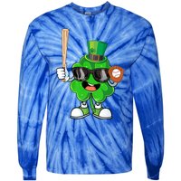 Baseball Shamrock Lucky Patricks Day Baseball Lover Gift Tie-Dye Long Sleeve Shirt