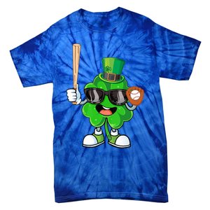 Baseball Shamrock Lucky Patricks Day Baseball Lover Gift Tie-Dye T-Shirt