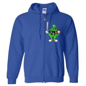 Baseball Shamrock Lucky Patricks Day Baseball Lover Gift Full Zip Hoodie