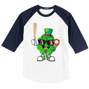 Baseball Shamrock Lucky Patricks Day Baseball Lover Gift Baseball Sleeve Shirt