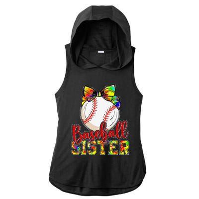 Baseball Sister Leopard Tie Dye Funny Mothers Day Ladies PosiCharge Tri-Blend Wicking Draft Hoodie Tank