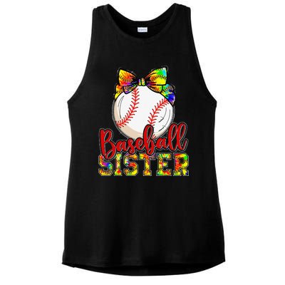 Baseball Sister Leopard Tie Dye Funny Mothers Day Ladies PosiCharge Tri-Blend Wicking Tank