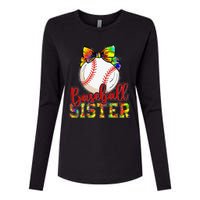 Baseball Sister Leopard Tie Dye Funny Mothers Day Womens Cotton Relaxed Long Sleeve T-Shirt