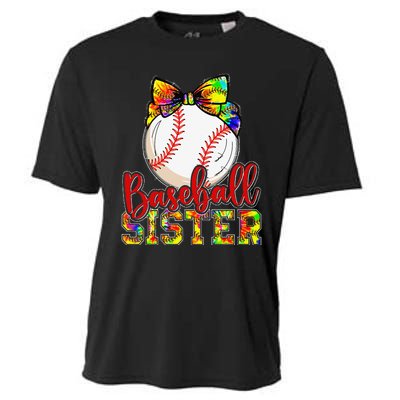 Baseball Sister Leopard Tie Dye Funny Mothers Day Cooling Performance Crew T-Shirt