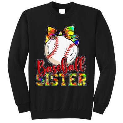 Baseball Sister Leopard Tie Dye Funny Mothers Day Sweatshirt