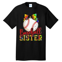 Baseball Sister Leopard Tie Dye Funny Mothers Day Tall T-Shirt