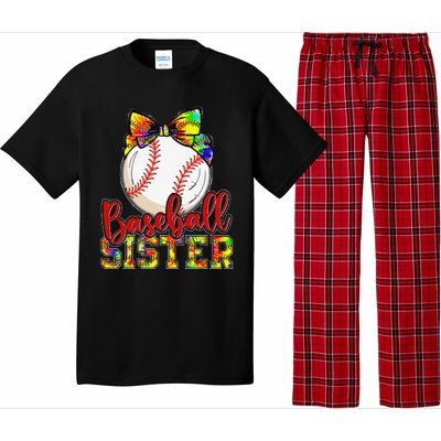 Baseball Sister Leopard Tie Dye Funny Mothers Day Pajama Set