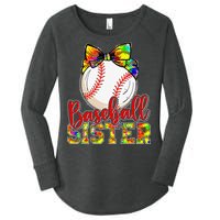 Baseball Sister Leopard Tie Dye Funny Mothers Day Women's Perfect Tri Tunic Long Sleeve Shirt