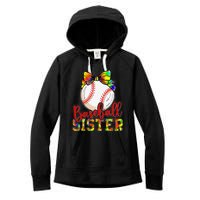 Baseball Sister Leopard Tie Dye Funny Mothers Day Women's Fleece Hoodie