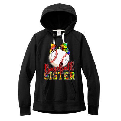 Baseball Sister Leopard Tie Dye Funny Mothers Day Women's Fleece Hoodie