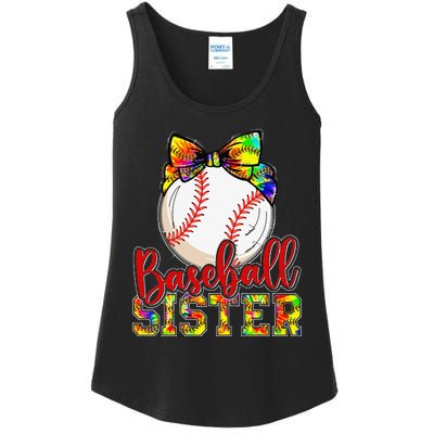 Baseball Sister Leopard Tie Dye Funny Mothers Day Ladies Essential Tank