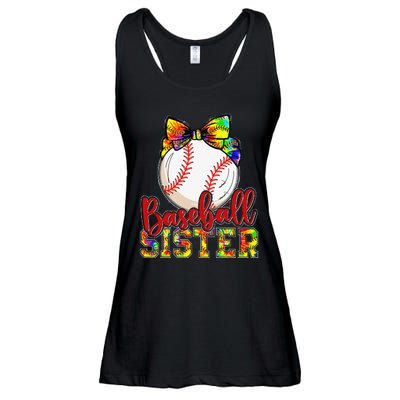 Baseball Sister Leopard Tie Dye Funny Mothers Day Ladies Essential Flowy Tank