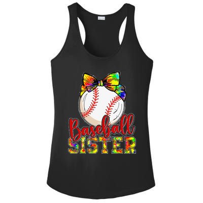 Baseball Sister Leopard Tie Dye Funny Mothers Day Ladies PosiCharge Competitor Racerback Tank