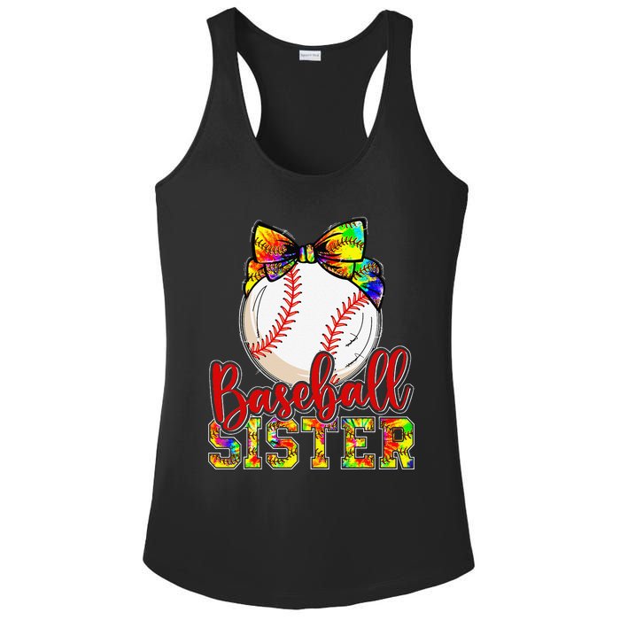 Baseball Sister Leopard Tie Dye Funny Mothers Day Ladies PosiCharge Competitor Racerback Tank