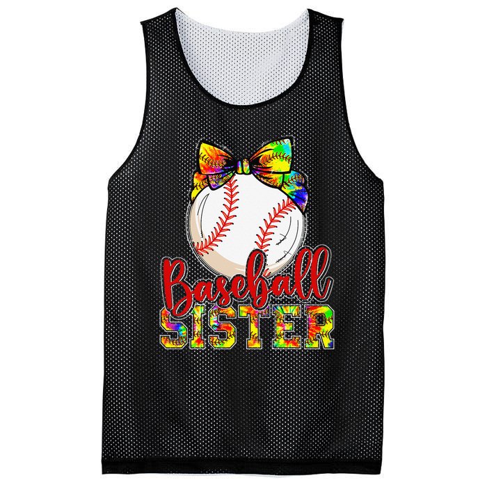 Baseball Sister Leopard Tie Dye Funny Mothers Day Mesh Reversible Basketball Jersey Tank