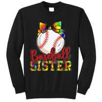 Baseball Sister Leopard Tie Dye Funny Mothers Day Tall Sweatshirt