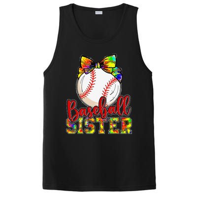 Baseball Sister Leopard Tie Dye Funny Mothers Day PosiCharge Competitor Tank