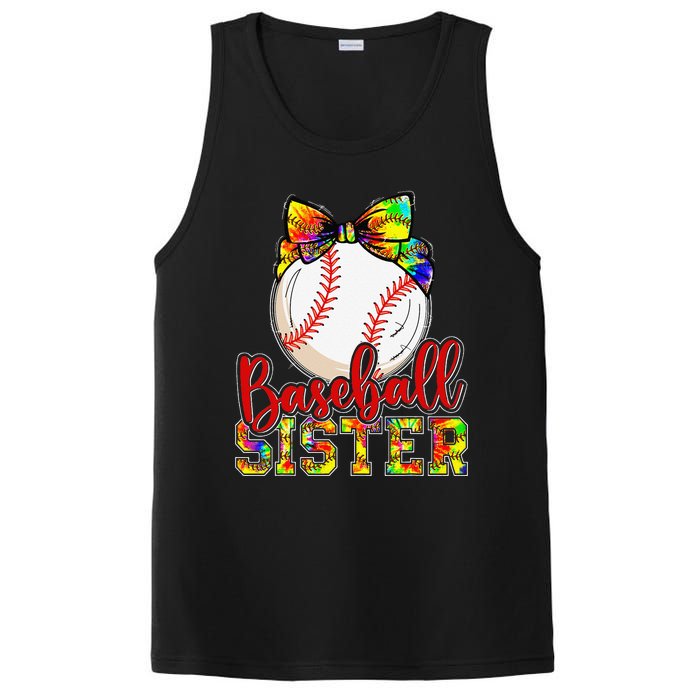 Baseball Sister Leopard Tie Dye Funny Mothers Day PosiCharge Competitor Tank