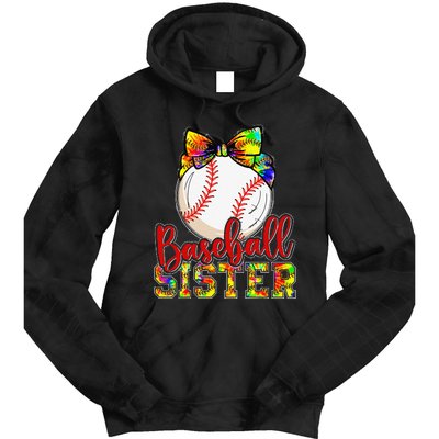 Baseball Sister Leopard Tie Dye Funny Mothers Day Tie Dye Hoodie