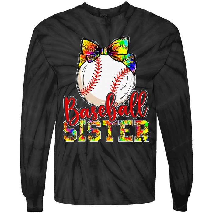 Baseball Sister Leopard Tie Dye Funny Mothers Day Tie-Dye Long Sleeve Shirt