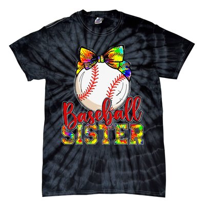 Baseball Sister Leopard Tie Dye Funny Mothers Day Tie-Dye T-Shirt