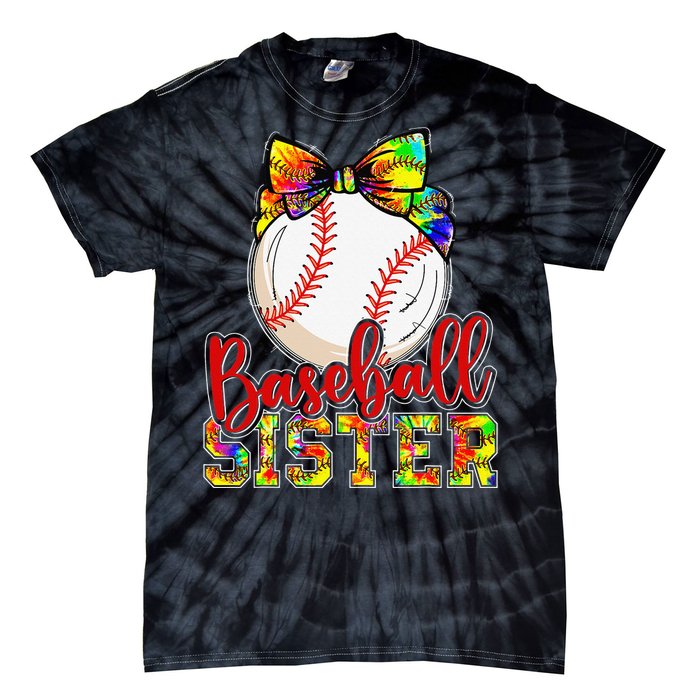 Baseball Sister Leopard Tie Dye Funny Mothers Day Tie-Dye T-Shirt