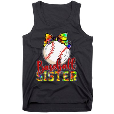 Baseball Sister Leopard Tie Dye Funny Mothers Day Tank Top