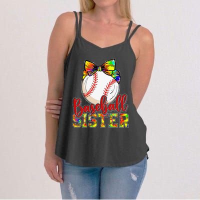 Baseball Sister Leopard Tie Dye Funny Mothers Day Women's Strappy Tank