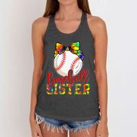 Baseball Sister Leopard Tie Dye Funny Mothers Day Women's Knotted Racerback Tank