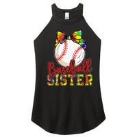 Baseball Sister Leopard Tie Dye Funny Mothers Day Women's Perfect Tri Rocker Tank