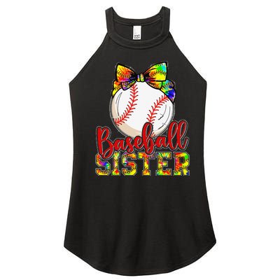 Baseball Sister Leopard Tie Dye Funny Mothers Day Women's Perfect Tri Rocker Tank