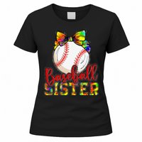 Baseball Sister Leopard Tie Dye Funny Mothers Day Women's T-Shirt