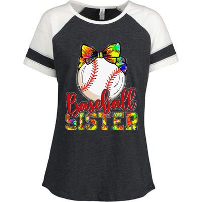 Baseball Sister Leopard Tie Dye Funny Mothers Day Enza Ladies Jersey Colorblock Tee