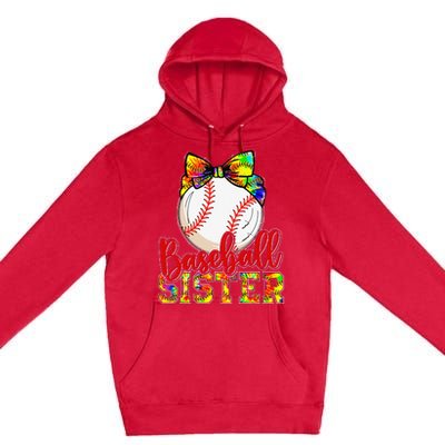 Baseball Sister Leopard Tie Dye Funny Mothers Day Premium Pullover Hoodie