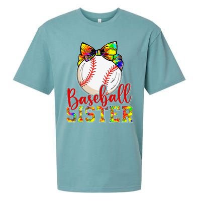 Baseball Sister Leopard Tie Dye Funny Mothers Day Sueded Cloud Jersey T-Shirt