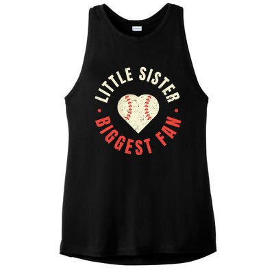 Baseball Sister Little Sister Biggest Fan Ball Ladies PosiCharge Tri-Blend Wicking Tank