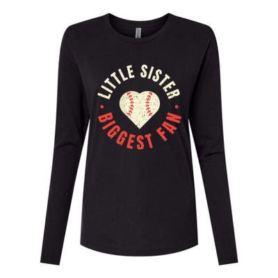 Baseball Sister Little Sister Biggest Fan Ball Womens Cotton Relaxed Long Sleeve T-Shirt