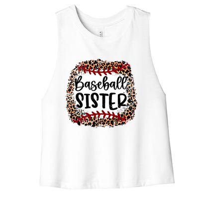 Baseball Sister Leopard Gift Baseball Sister Gift Women's Racerback Cropped Tank