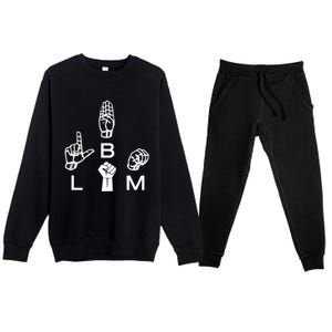 Blm Sign Language Gift Hand Graphic Hu Rights Tee Gift Premium Crewneck Sweatsuit Set