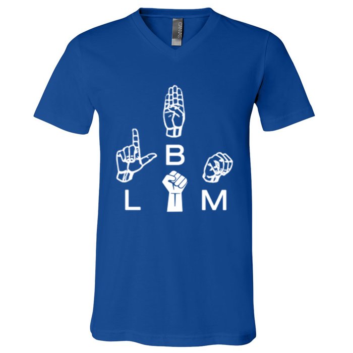 Blm Sign Language Gift Hand Graphic Hu Rights Tee Gift V-Neck T-Shirt