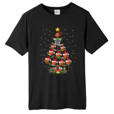 Basketball Sports Lover Santa Hat Basketball Christmas Tree Tall Fusion ChromaSoft Performance T-Shirt