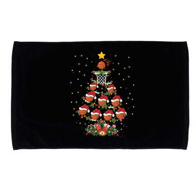 Basketball Sports Lover Santa Hat Basketball Christmas Tree Microfiber Hand Towel