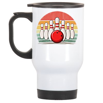 Bowling Sports Lover Retro Style Vintage Bowling Funny Gift Stainless Steel Travel Mug