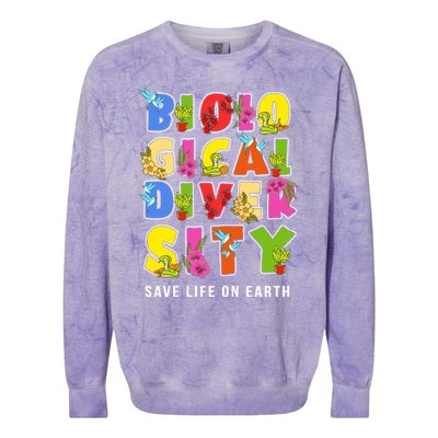 Biodiversity Safe Life On Earth Gift For Earth Planet Day Cute Gift Colorblast Crewneck Sweatshirt