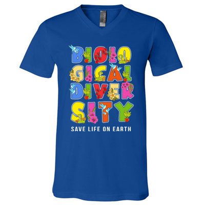 Biodiversity Safe Life On Earth Gift For Earth Planet Day Cute Gift V-Neck T-Shirt