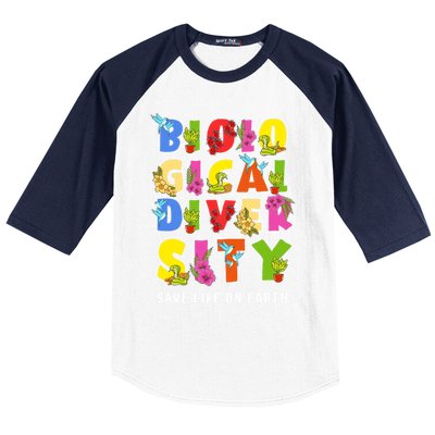 Biodiversity Safe Life On Earth Gift For Earth Planet Day Cute Gift Baseball Sleeve Shirt